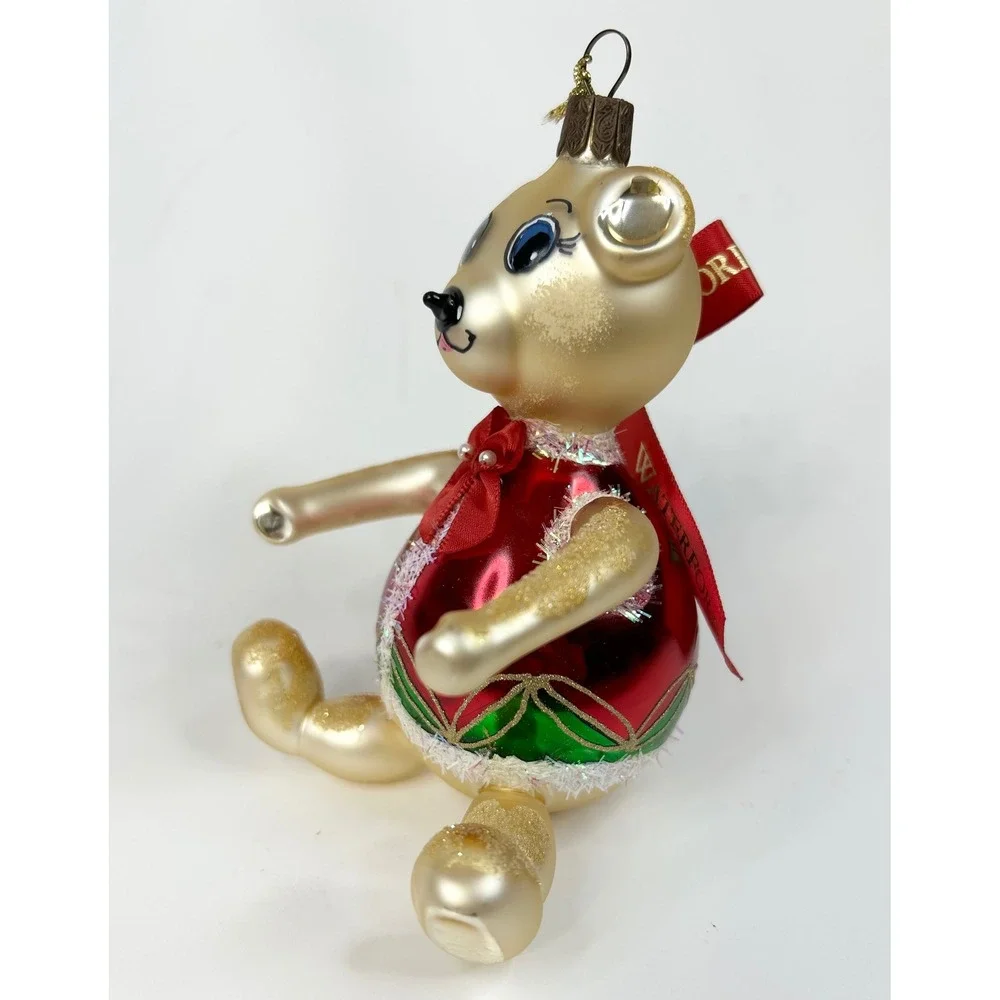 Waterford Holiday Heirlooms Glass Holiday Bear Ornament #130932 In Original Box
